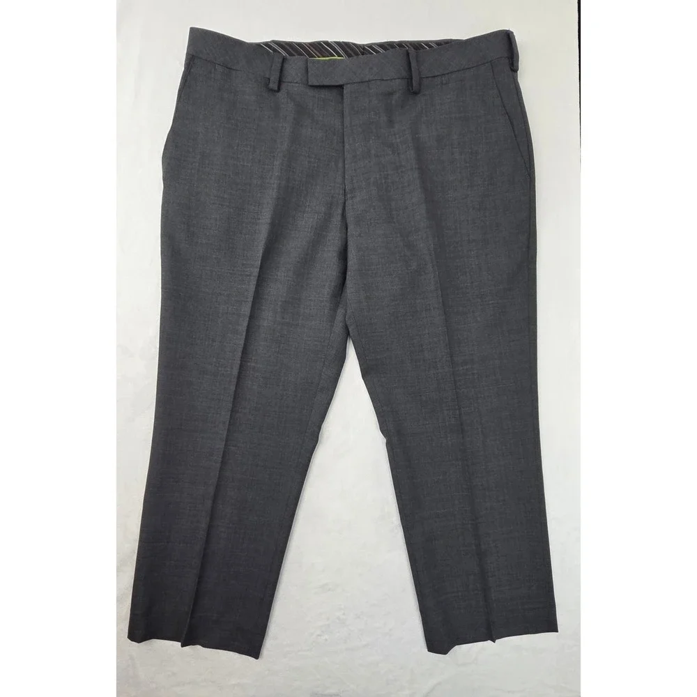Louis Raphael Dress Pants Mens 36x30 Gray Excellent 100% Worsted Wool Luxe Flat